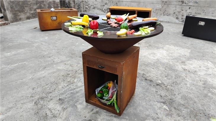 정원 녹 Corten 강철 화재 구덩이 헤비 듀티 바베큐