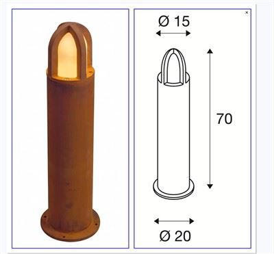 Corten 스틸 원뿔형 랜턴 70cm