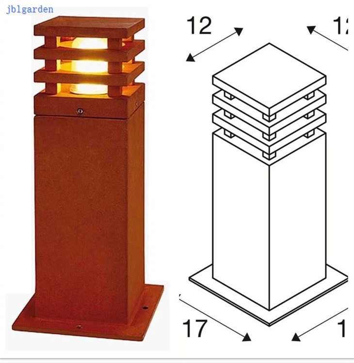 Corten으로 만든 정사각형 Led 볼라드