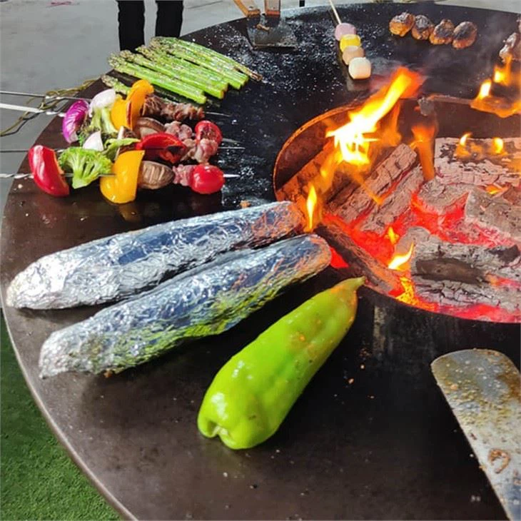 Corten Steel Fire Pit Brasero BBQ Table For Cooking