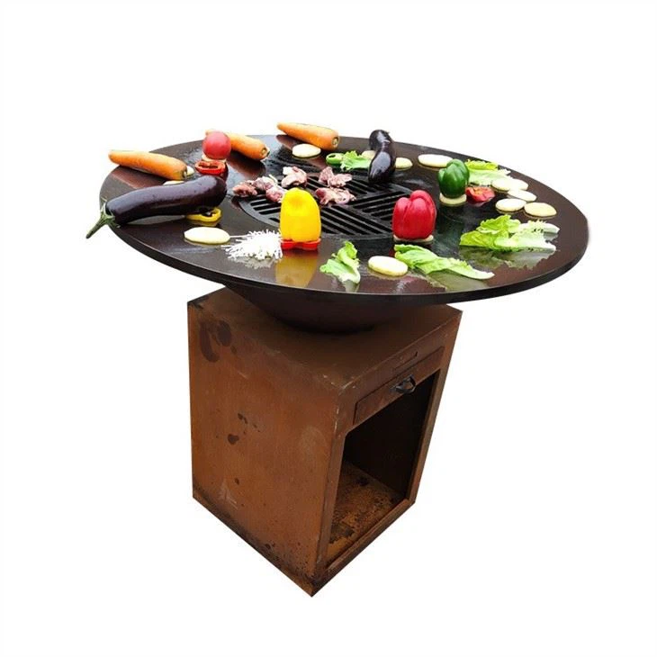 Corten Steel Stove Square BBQ Grill
