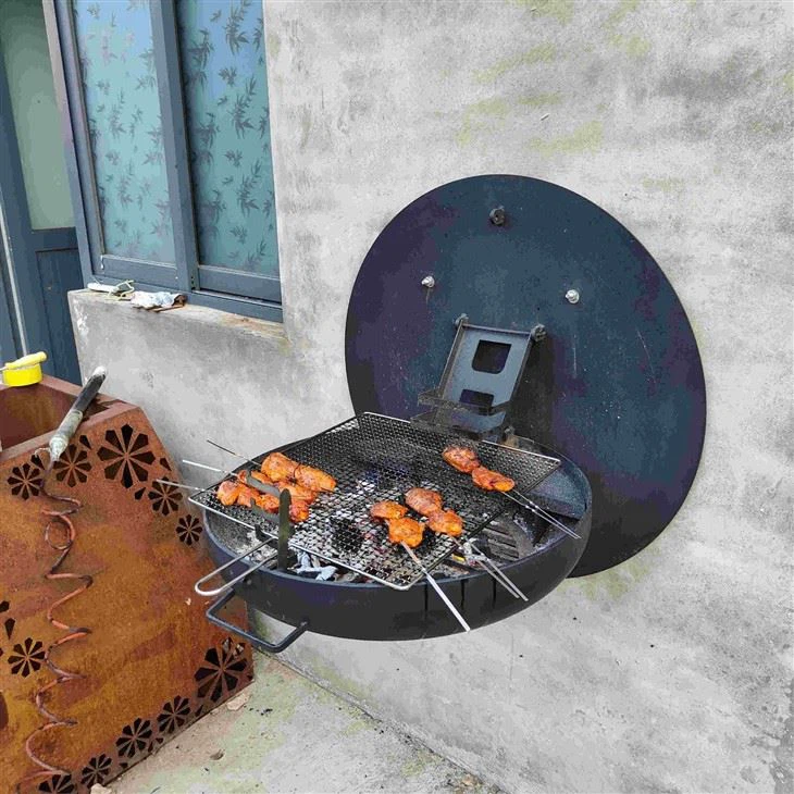Black Wall Mounted Bbq Grill factory