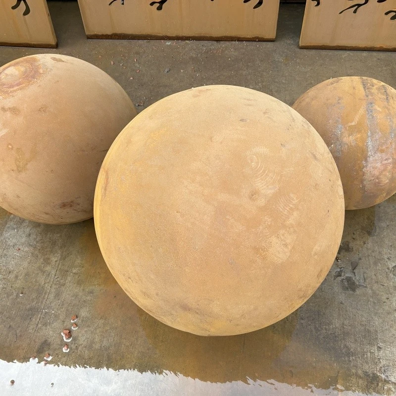Rusty Metal Sphere Outdoor Garden Decor