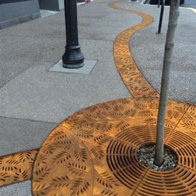 녹슨 마감 Corten 나무 격자