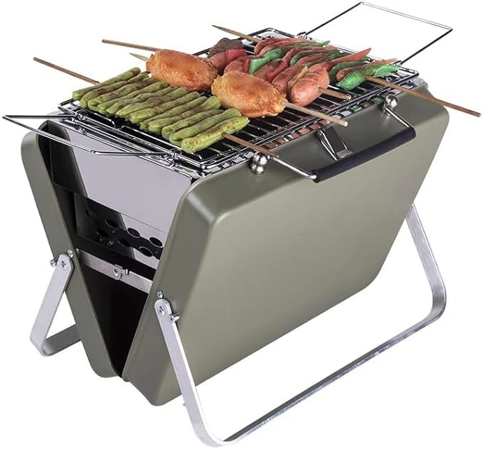 Suitcase Design Stainless Steel Charcoal BBQ
